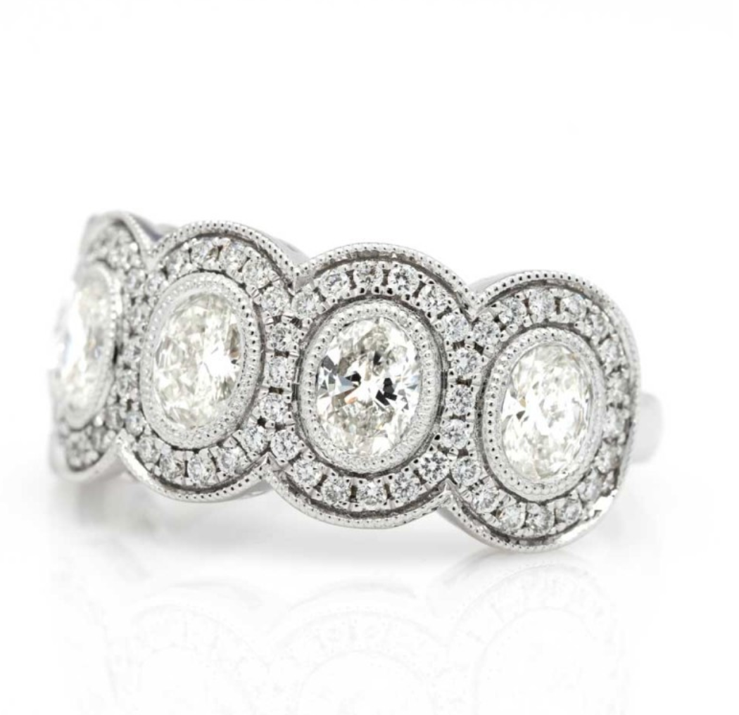 18K WG 1.60CT FANCY SHAPE HALO MULTI-STONE BAND