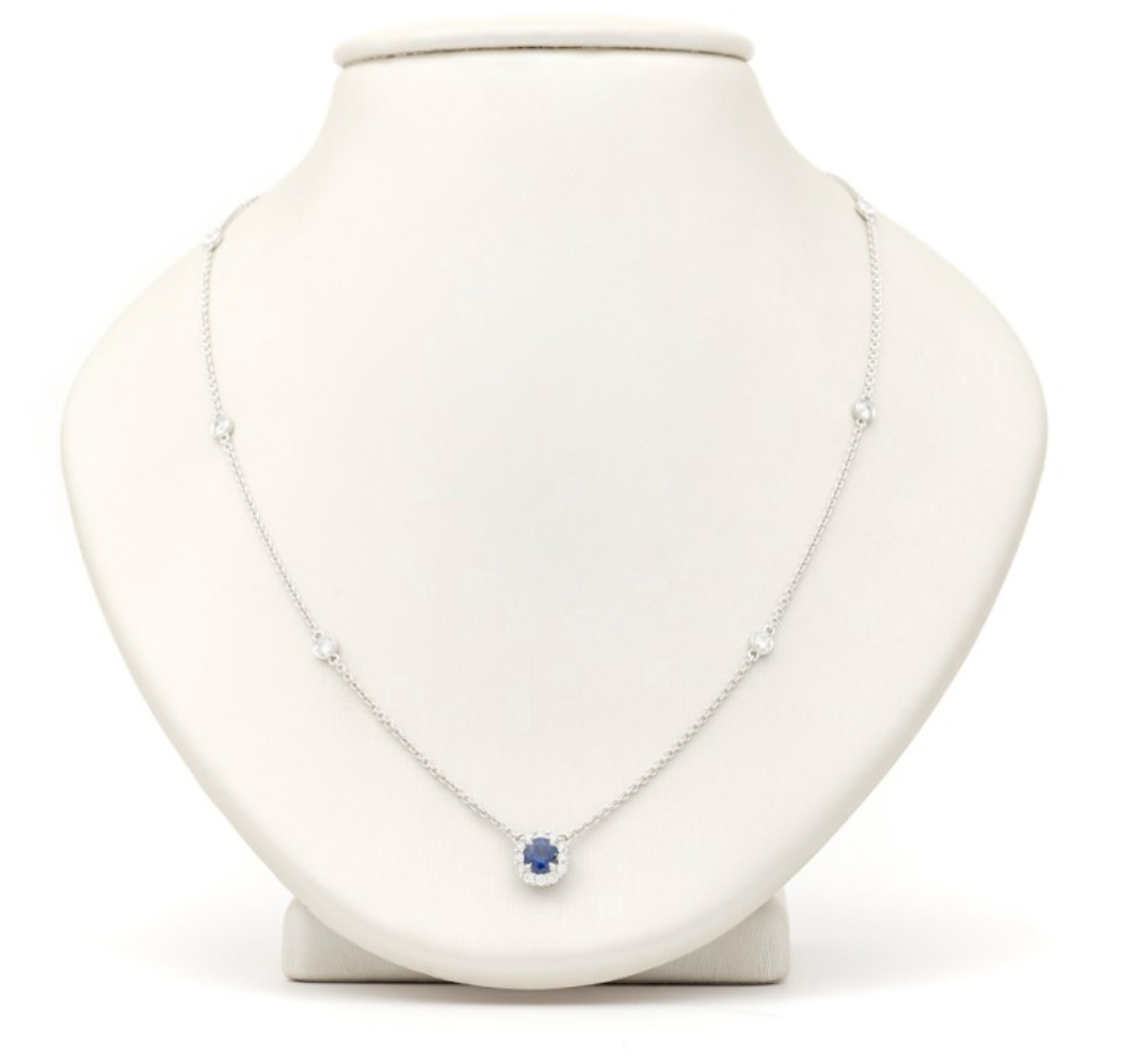 18K WG GEMSTONE SAPPHIRE FASHION NECKLACE