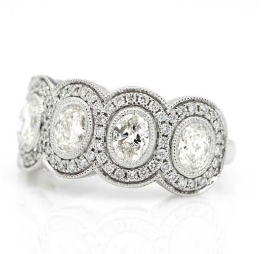 18K WG 1.60CT FANCY SHAPE HALO MULTI-STONE BAND