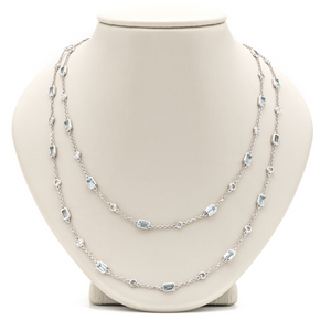 18K Aquamarine Gemstone Yard Necklace