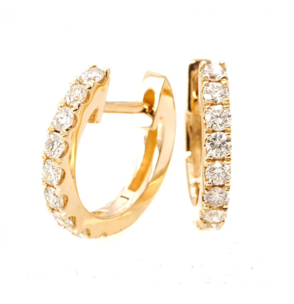 14K 0.44CTTW Round Huggie Hoop Earrings