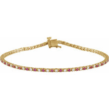 Load image into Gallery viewer, 14K Yellow Natural Ruby &amp; 5/8 CTW Natural Diamond Link 7 1/4&quot; Bracelet