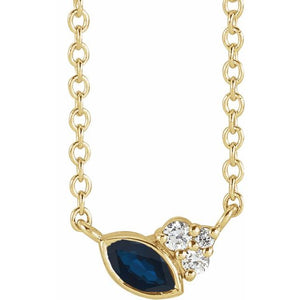 14K Natural Blue Sapphire & .03 CTW Natural Diamond 18" Necklace