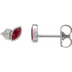 14K Natural Ruby & .05 CTW Natural Diamond Earrings