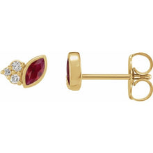 Load image into Gallery viewer, 14K Natural Ruby &amp; .05 CTW Natural Diamond Earrings