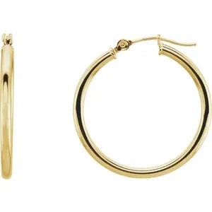 14K Yellow 25 mm Hoop Earrings