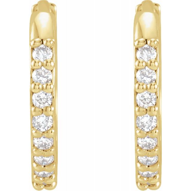 14K Yellow 1/8 CTW Natural Diamond 12.5 mm Huggie Earrings