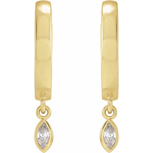 14K Yellow 1/8 CTW Natural Diamond Hinged Hoop Earrings