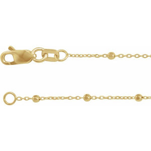 14K 1.7 mm Cable Chain with Faceted Beads