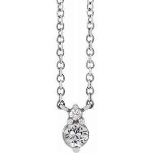 14K White Natural White Sapphire & .015 CTW Natural Diamond 18" Necklace