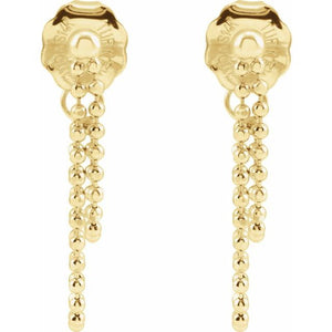 14K Yellow Bead Chain Earrings