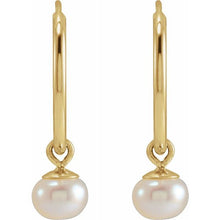 Load image into Gallery viewer, 14K Yellow Cultured Freshwater Pearl 12 mm Huggie Earrings