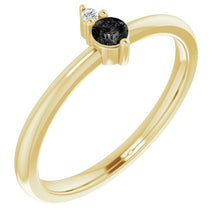 Load image into Gallery viewer, 14K Yellow Natural Black Onyx &amp; .015 CT Natural Diamond Ring
