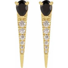 Load image into Gallery viewer, 14K Yellow Natural Black Onyx &amp; 1/8 CTW Natural Diamond Spike Earrings