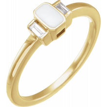 Load image into Gallery viewer, 14K .08 CTW Natural Diamond &amp; White Enameled Ring