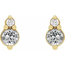 Load image into Gallery viewer, 14K Yellow Natural White Sapphire &amp; .03 Natural Diamond Earrings