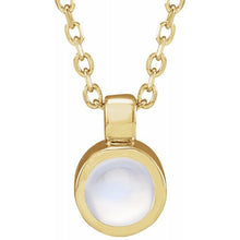 Load image into Gallery viewer, 14K Yellow Natural Rainbow Moonstone Bezel-Set 16-18&quot; Necklace