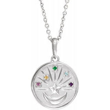 Load image into Gallery viewer, 14K Petite Multi-Gemstone Celestial Coin 18&quot; Necklace